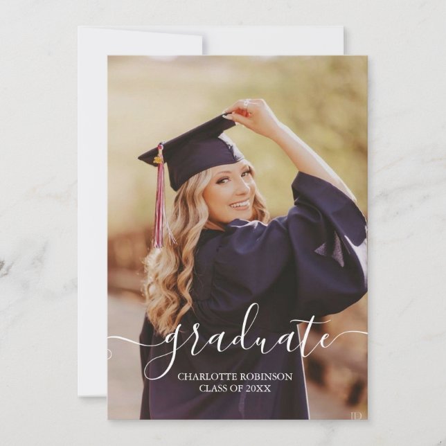 Invitación Graduación fotográfica de guiones de grado en blan (Anverso)