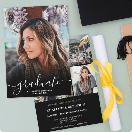 Invitación Graduación fotográfica de guiones de grado en blan