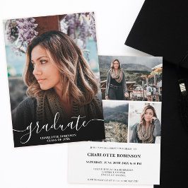 Invitación Graduación fotográfica de guiones de grado en blan