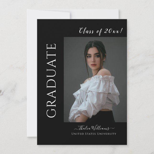 Invitación Graduación fotográfica de la escuela secundaria si (Anverso)