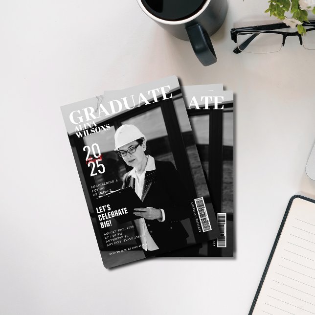 Invitación Graduación fotográfica de revista de ingeniero bla (Subido por el creador)