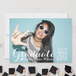 Invitación Graduación fotográfica de tipografía de Guay Clase