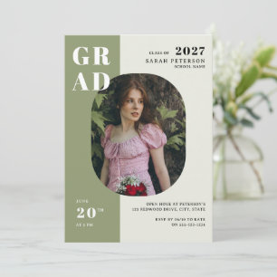 Invitación Graduación fotográfica de tipografía negrita Boho 