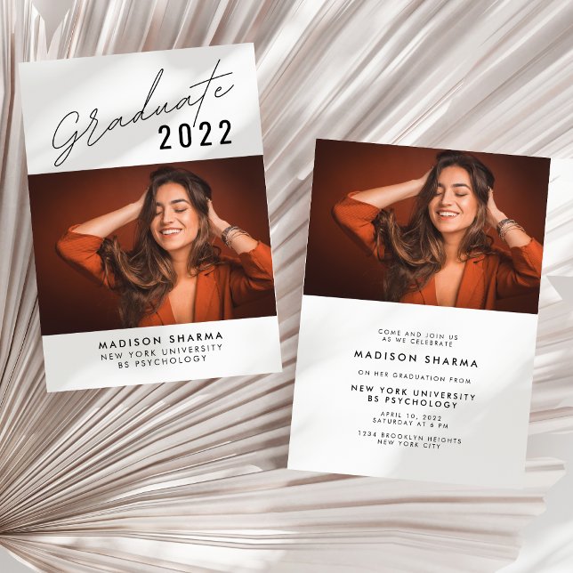 Invitación Graduación fotográfica de tipografía simple (Subido por el creador)
