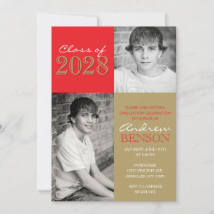 Invitación Graduación fotográfica del Clásico de Oro Rojo y B