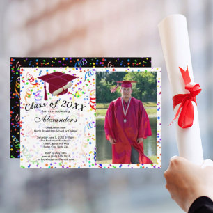 Invitación Graduación fotográfica Fiesta de clase Red Cap Con