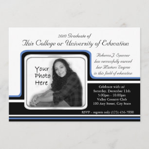 Invitación Graduación fotográfica/ franja azul