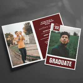 Invitación Graduación fotográfica maroon moderna texturizada