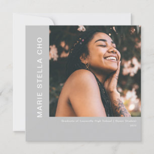 Invitación Graduación fotográfica mínima de inicio gris fresc
