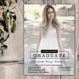 Invitación Graduación fotográfica moderna de tipografía | Neg