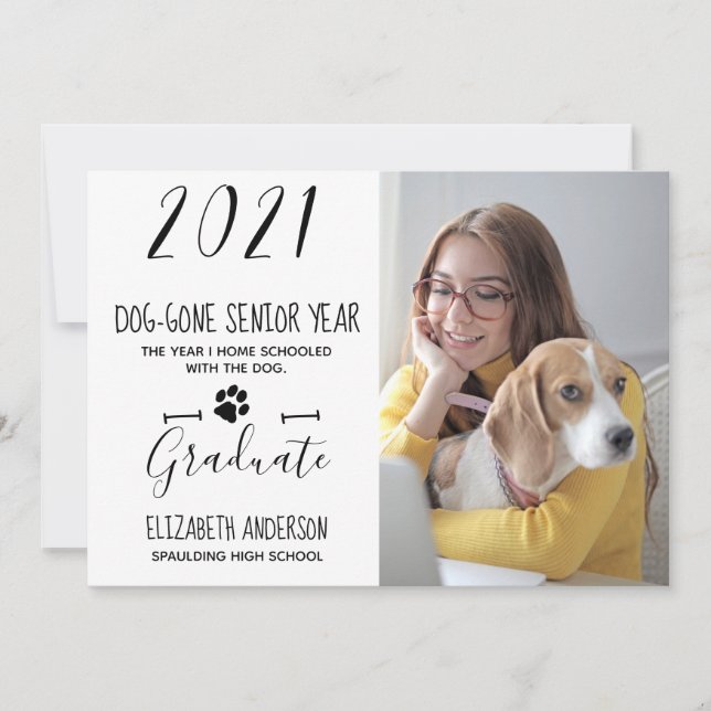 Invitación Graduación fotográfica Perro Gone Senior Year Clas (Anverso)
