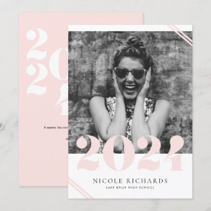 Invitación Graduación fotográfica Rubor Pink Modern Class de