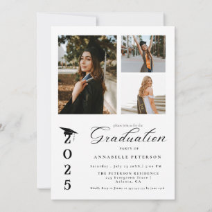 Invitación Graduación fotográfica simple de caligrafía modern