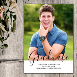 Invitación Graduación fotográfica simple y elegante vertical 