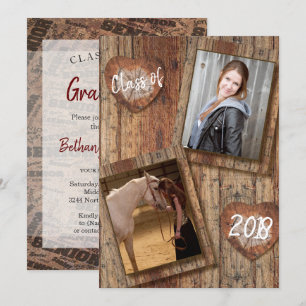 Invitación Graduación fotográfica superior - Barnwood