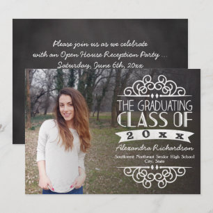 Invitación Graduación fotográfica superpuesta de tablero de c