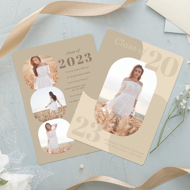 Invitación Graduación geométrica de la foto de los tonos neut (Subido por el creador)