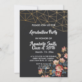 Invitación Graduación geométrica de oro