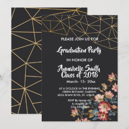 Invitación Graduación geométrica de oro