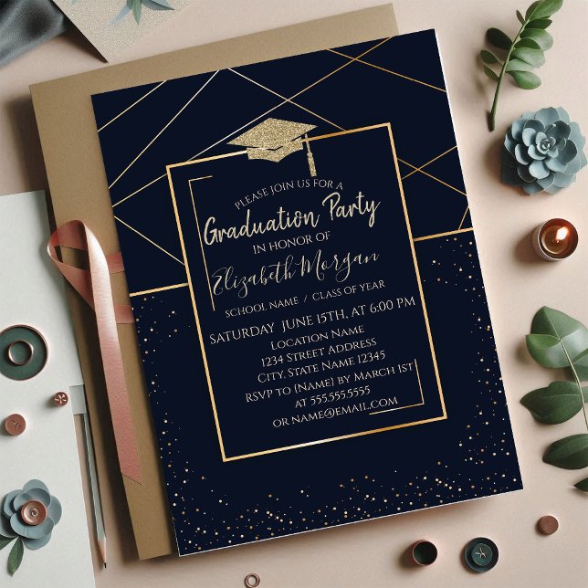 Invitación Graduación geométrica del tapón de graduación de o (Subido por el creador)