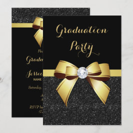 Invitación Graduación Glamurosa con Arco de Gemas Doradas y B
