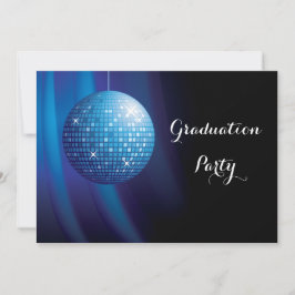 Invitación Graduación glamurosa Fiesta azul Disco Ball