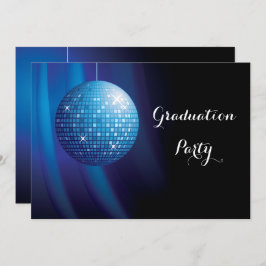 Invitación Graduación glamurosa Fiesta azul Disco Ball