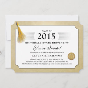 Invitación Graduación Gold Border & Gold Tassel 2015