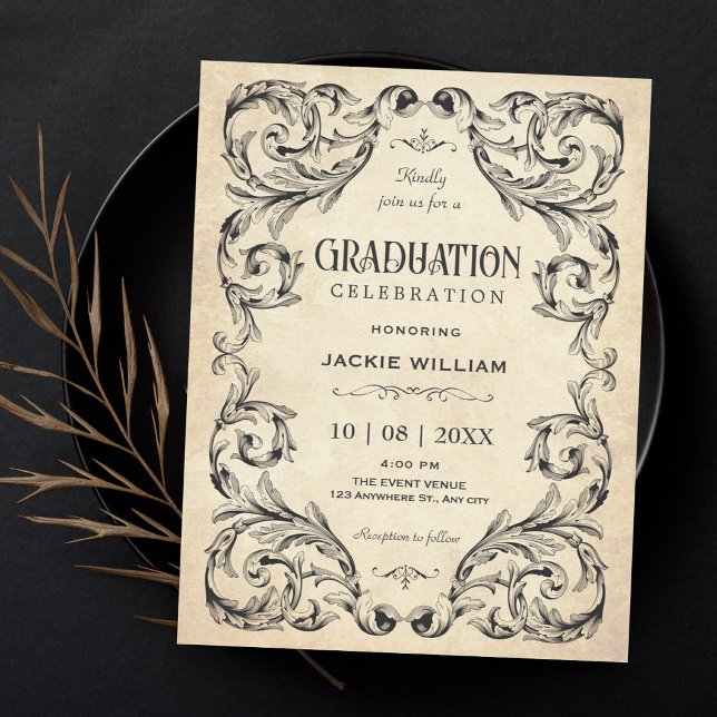 Invitación Graduación gótica vintage (Subido por el creador)