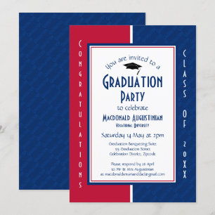 Invitación GRADUACIÓN Graduado personalizado de azul blanco r