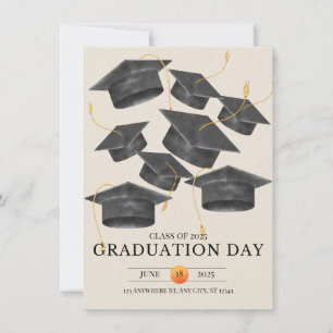 Invitación Graduación gris dorada Elegante poster Minimalista
