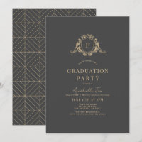 Graduación gris oscuro en monograma Escudo de oro