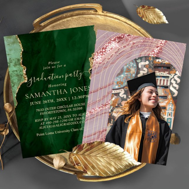 Invitación Graduación hermosa de la Esmeralda Verde (Subido por el creador)