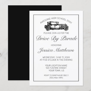 Invitación Graduación Impulsada Por Desfile Blanco Minimalist