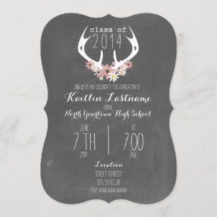Invitación Graduación inspirada en el tablero de cartón flora