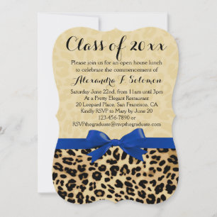 Invitación Graduación/invitación de fiesta de Leopard Blue Bo