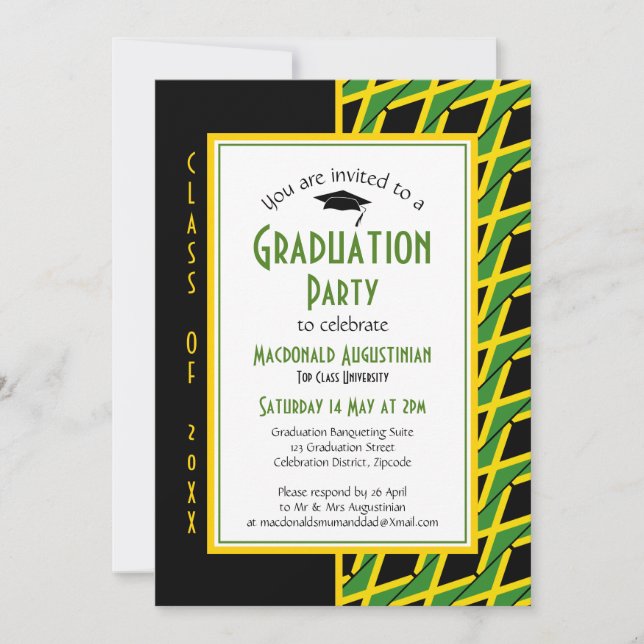 Invitación GRADUACIÓN JAMAICA Patriótico Jamaiquino (Anverso)