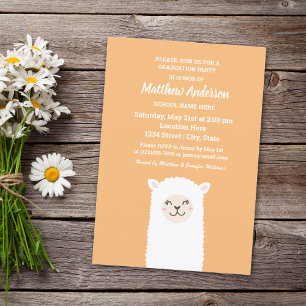 Invitación Graduación Kawaii Alpaca