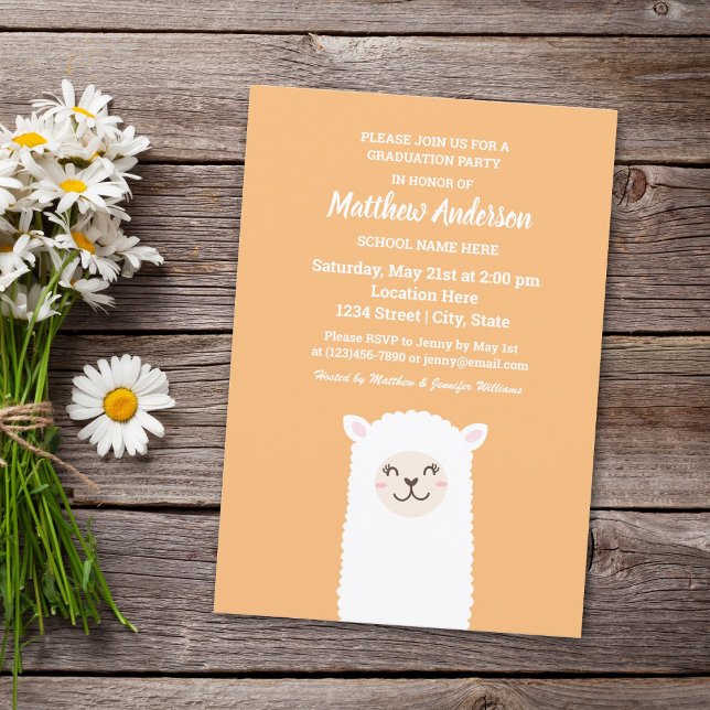 Invitación Graduación Kawaii Alpaca (Subido por el creador)