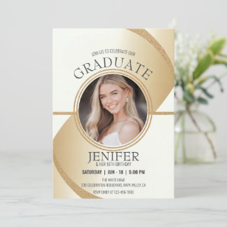 Invitación Graduación lujosa de cumpleaños con foto que respi