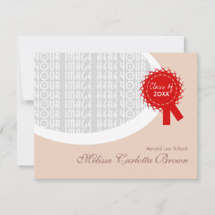 Invitación Graduación marrón de cinta roja