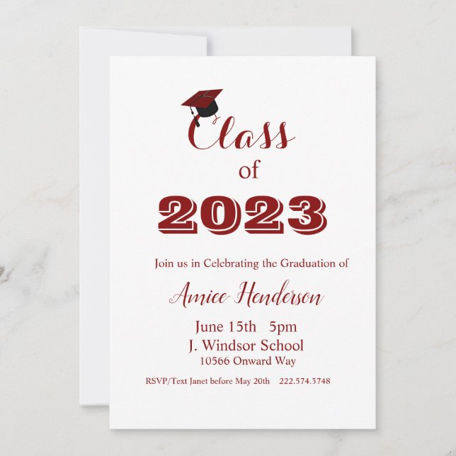 Invitación Graduación Marrón y Blanco Clase de 202 (Anverso)