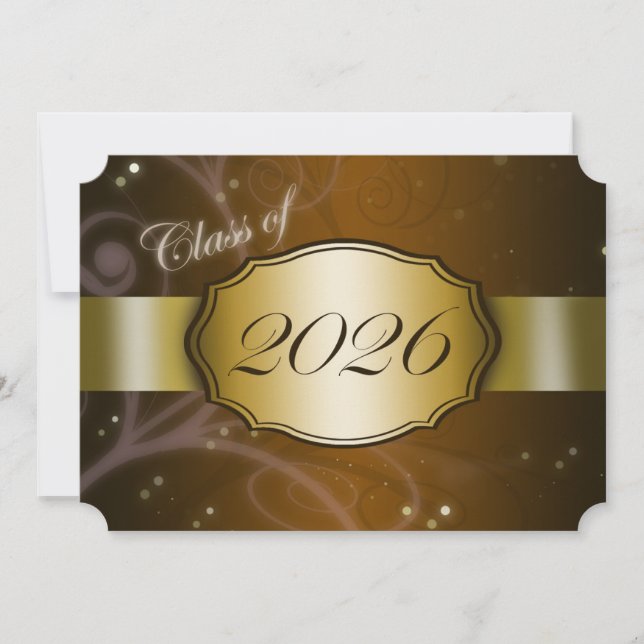 Invitación Graduación Marrón y Dorado 2026 (Anverso)