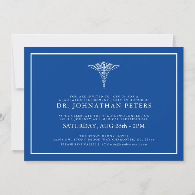 Invitación Graduación médica mínima|Invitación a la jubilació (Anverso)