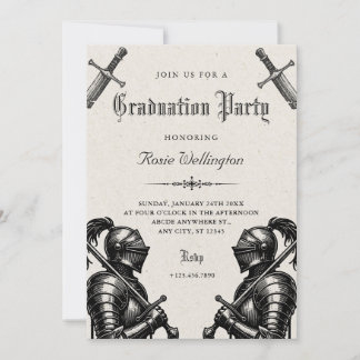 Invitación graduación medieval de caballeros