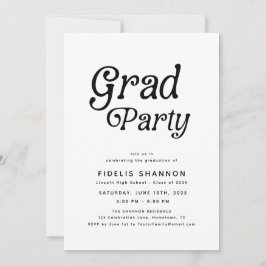 Invitación Graduación mínima de Fiesta de grado retro