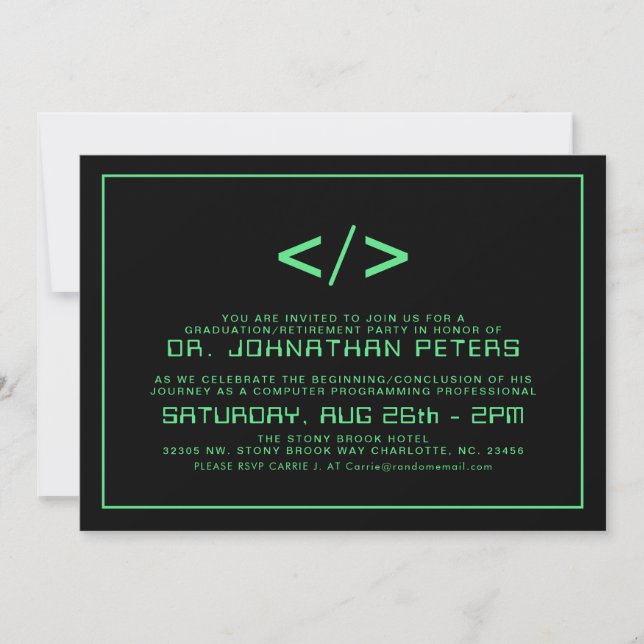 Invitación Graduación mínima del programador|Invitación de ju (Anverso)