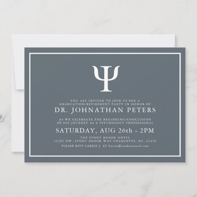 Invitación Graduación Mínima Del Psicólogo|Invitación De Jubi (Anverso)