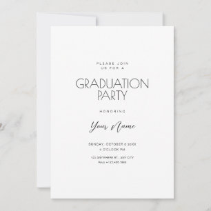 Invitación Graduación minimalista blanca simple