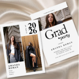 Invitación Graduación minimalista de Collage de fotos moderno